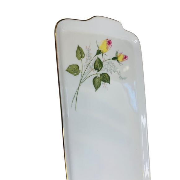 Vintage Hutschenreuther Bavaria Germany Yellow Pink Rose 12.5" Tray - Picture 3 of 7